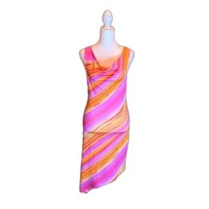COMODO Bright Pink, Yellow, & Orange Body Con Style Sundress Size S